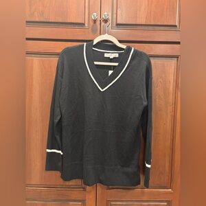 LOFT Black Sweater with White Accents